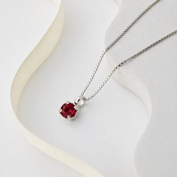Ruby Red Swarovski Crystal Single Stone Necklace, 3 of 7