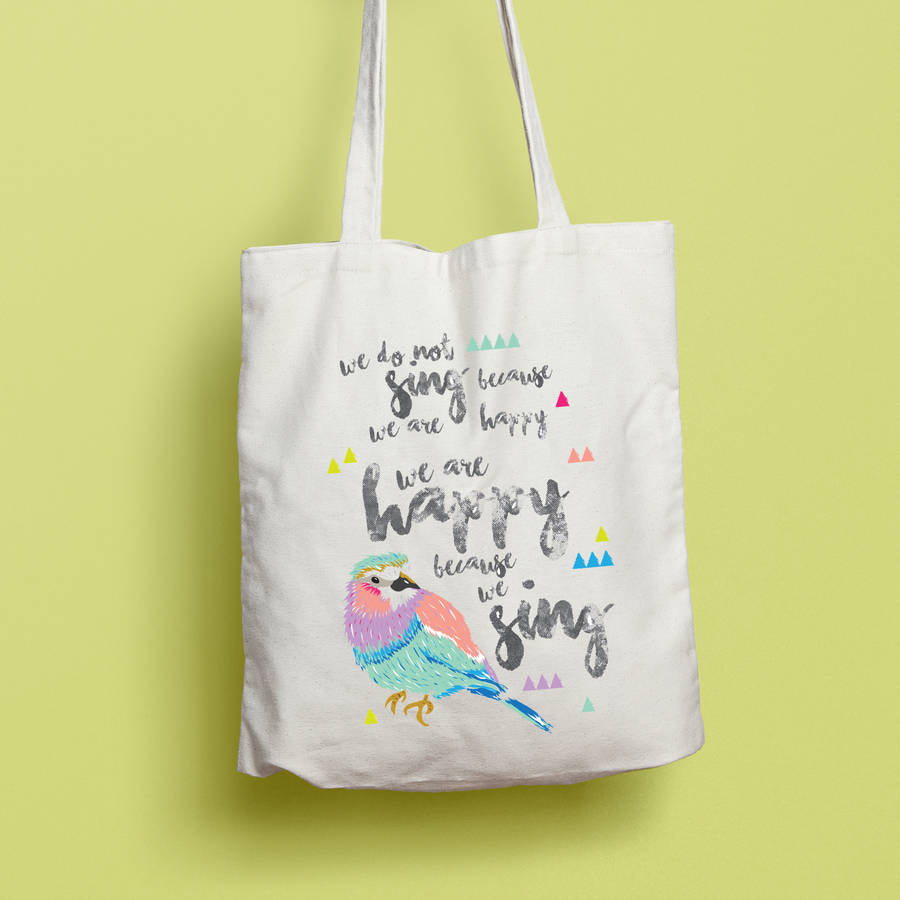 'Sing'' Quote Bird Tote Bag By Wild Living | notonthehighstreet.com