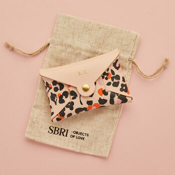 Personalised Leopard Floral Leather Card + Coin Purse, 4 of 6