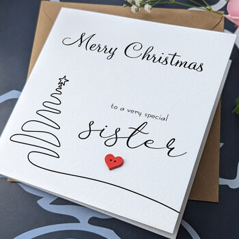 Sister Christmas Card, 3D Wooden Heart, 3 of 4