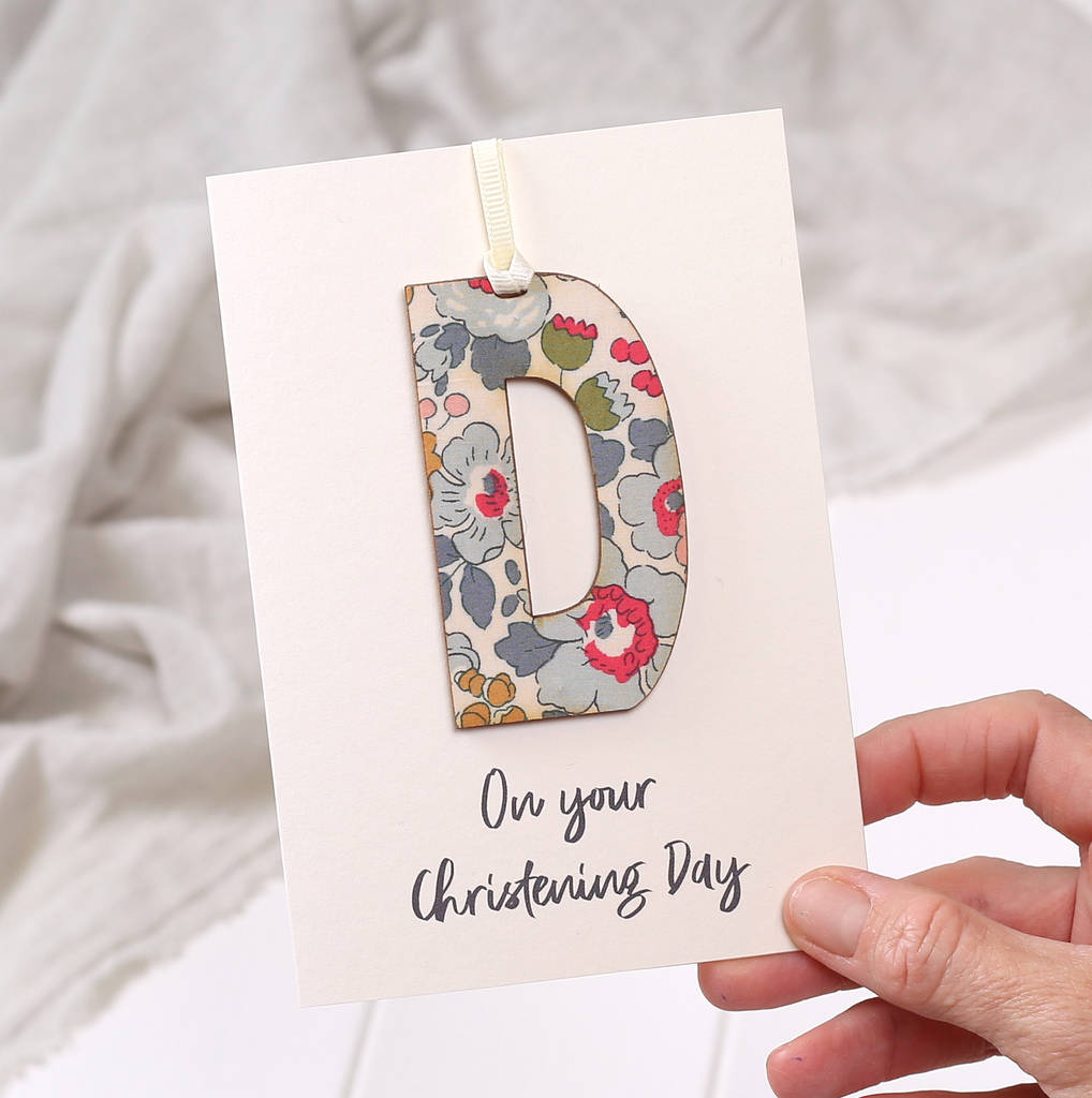 personalised liberty letter keepsake christening card by bombus