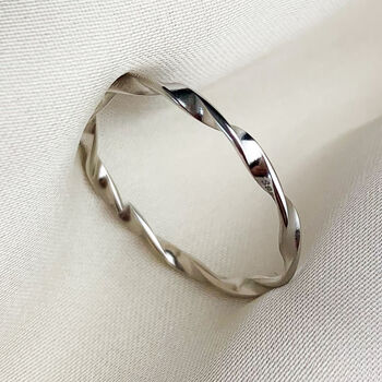 Sterling Silver Twisted Band Adjustable Ring, 4 of 7