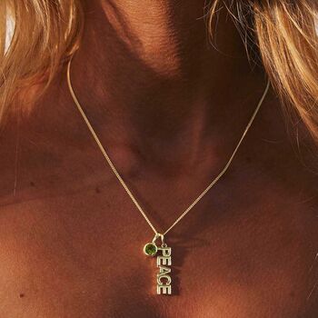 Peace Rocks Sterling Silver / Gold Plated Birthstone Necklace, 5 of 11