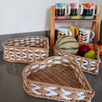Heart Woven Baskets Set Of Three, 3 of 5