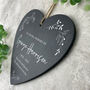 Personalised Wreath Memorial Slate Hanging Heart Decoration 15 X 16cm, thumbnail 3 of 6