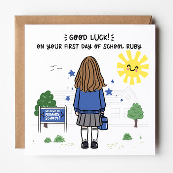 Customisable First Day Of School Card For Girls, 9 of 10