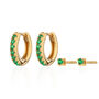 Green Stone Huggie And Tiny Stud Earring Set, thumbnail 4 of 5