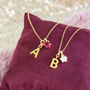 Gold Plated Initial And Birthstone Star Necklace, thumbnail 1 of 9