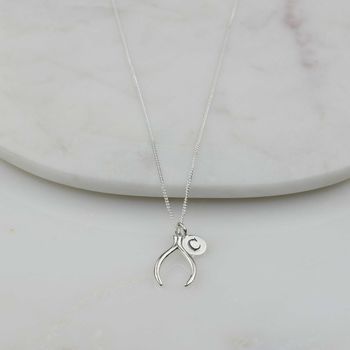 Personalised Solid Silver Lucky Wishbone Necklace, 3 of 5