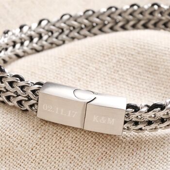 Personalised Men's Black Cord Woven Chain Bracelet, 3 of 6