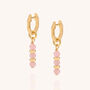 Linear Huggie Pink Opal October Birthstone Earrings, thumbnail 5 of 7
