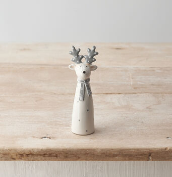 Christmas Ceramic Grey Reindeer Pair, 3 of 3