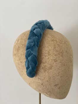 Teal Velvet Padded Braided Headband 'Clara', 4 of 10