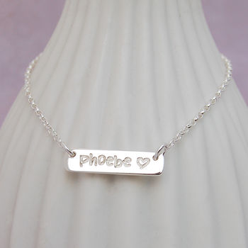 Girls Personalised Silver Bar Necklace, 2 of 5