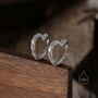 Hammered Finish Heart Huggie Hoop Earrings, thumbnail 1 of 9