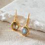 Labradorite Oval Gold Plated Silver Drop Earrings, thumbnail 1 of 8