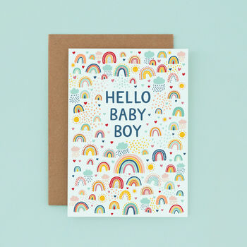 New Baby Boy Card, Rainbow New Baby Card, 2 of 2
