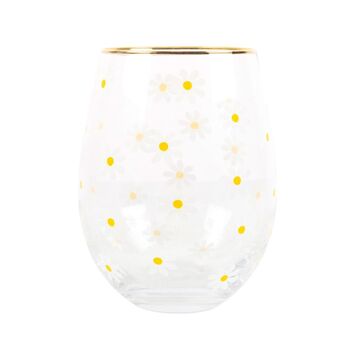 Daisy Print Stemless Wine Glass | Spring Decoration, 2 of 2