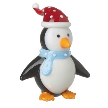 Hand Blown Tiny Glass Penguin With Santa Hat, 2 of 6