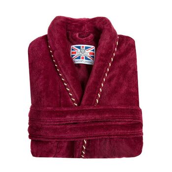Men's Egyptian Cotton Dressing Gown Earl Claret, 7 of 7