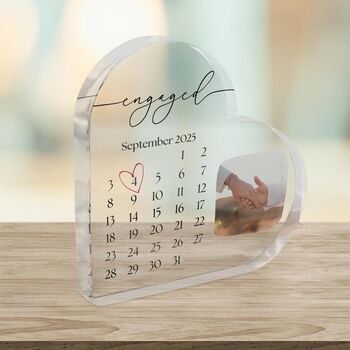 Personalised Engagement Calendar Heart Acrylic Plaque, 2 of 5