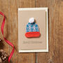 Handmade Knitted Bobble Hat Christmas Card, thumbnail 1 of 3