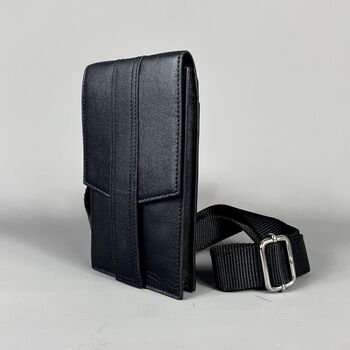 Black Leather Mini Cross Body Phone Bag, 7 of 10