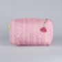 Indore Herringbone Pattern Pink Block Print Washbag, thumbnail 1 of 2