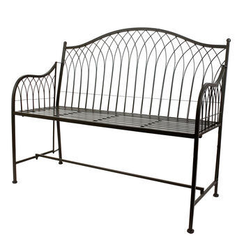 Vintage Grey Arch Backed Garden Bench, 2 of 11