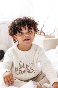 Embroidered Big/Little Sibling Knitted Jumpers, Brother And Sister Available, 7 of 12