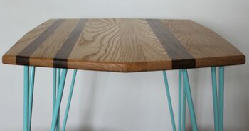 Hairpin Leg Coffee Table Solid Ash Oak Walnut Stripe, 2 of 10