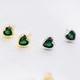 Tiny Emerald Green Cz Heart Stud Earrings, thumbnail 8 of 12