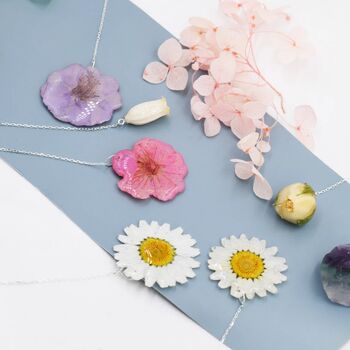 Real Cherry Blossom Flower Threader Earrings, 7 of 10