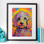 Colourful Cockapoo Dog Portrait Illustration Print, thumbnail 1 of 3