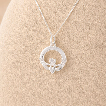 Personalised Sterling Silver Irish Claddagh Pendant Necklace, 3 of 8