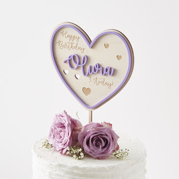 Personalised Heart Birthday Cake Topper, 2 of 5