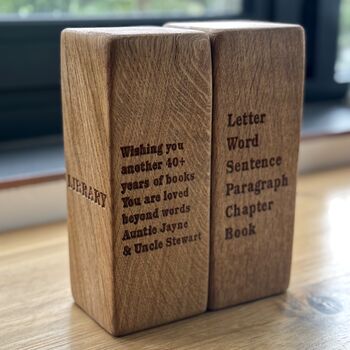 Solid Oak Personalised Bookend Pair, 6 of 12