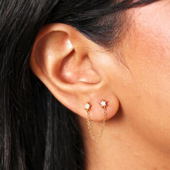 Sterling Silver Chain Star Stud Earrings, 4 of 4