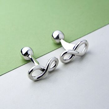 Men's Infinity Motif Solid Sterling Silver Cufflinks, 2 of 5