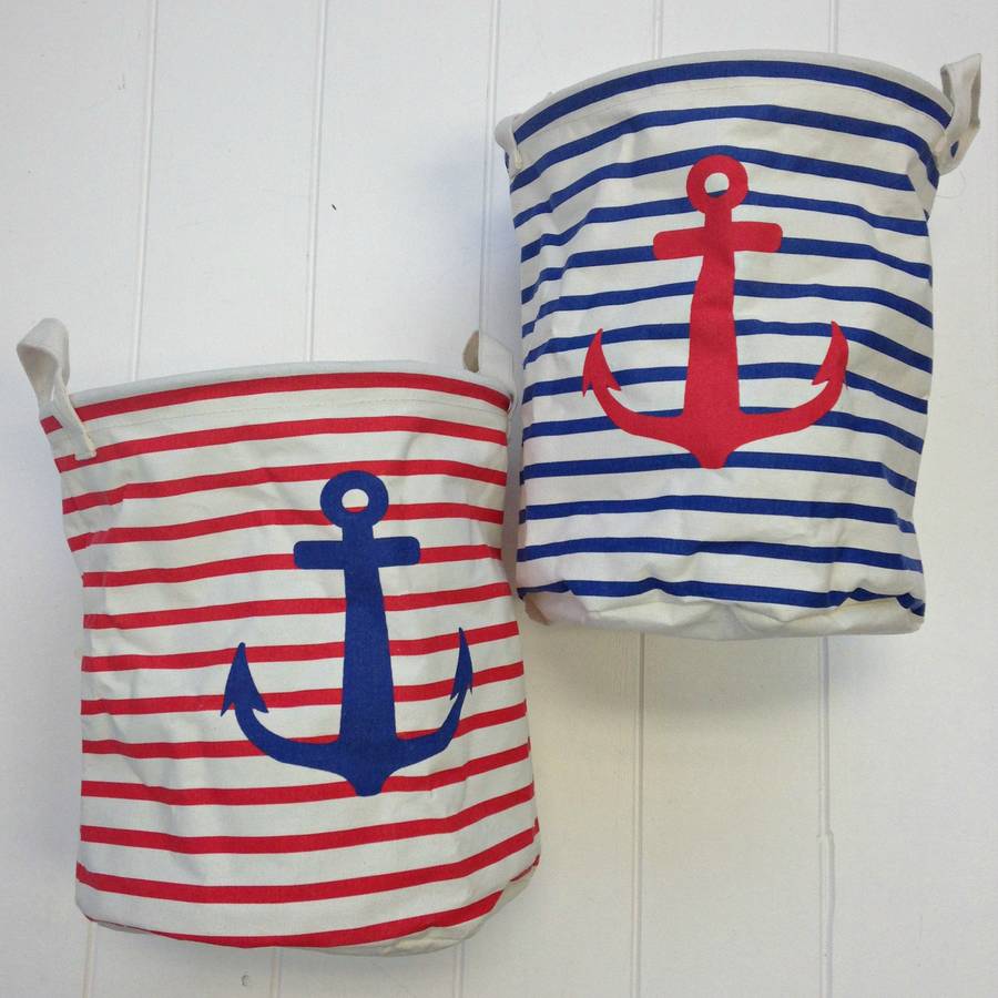 pair of nautical red and blue laundry basket by posh totty designs ...