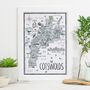 Map Of The Cotswolds Signed Print, thumbnail 1 of 3
