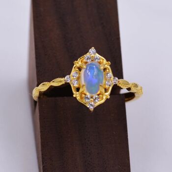 Sterling Silver Natural Genuine Opal Rings, 7 of 12