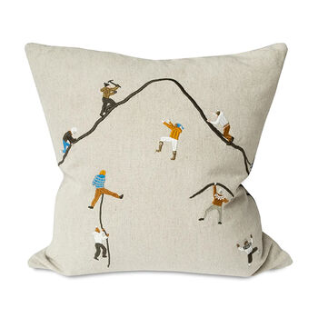 Mountain Climbers Embroidered Cushion Cover, 3 of 5