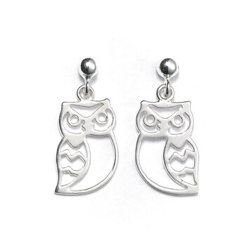 Sterling Silver Owl Earrings, 4 of 7