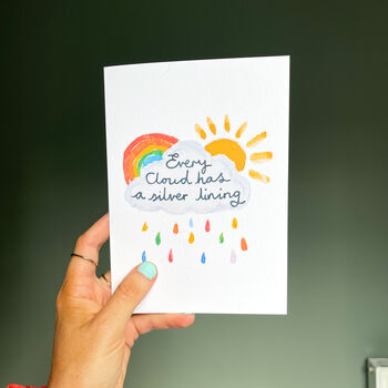 Silver Lining Rainbow Thinking Of You Card, 2 of 5