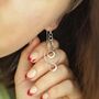 Silver And Rose Gold Swinging Circles Dangly Earrings, thumbnail 1 of 10