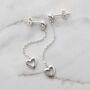 Sterling Silver Heart Drop Threader Earrings, thumbnail 2 of 5