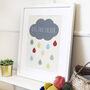 Personalised Cloud And Raindrop Name Print, thumbnail 1 of 3
