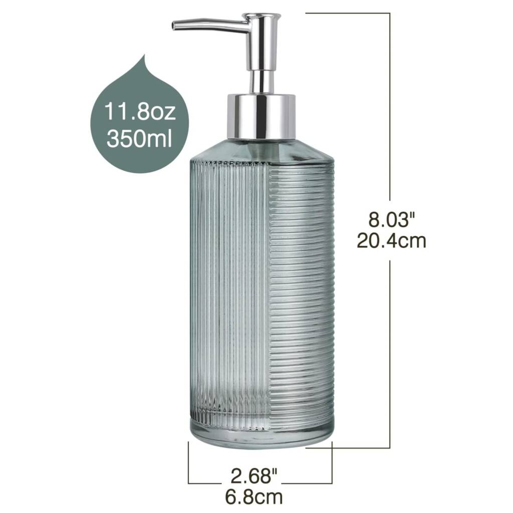 Two Pack Of Dark Green Clear Glass Soap Dispenser By Momentum