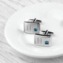 Engraved Rhodium Plated Birthstone Crystal Cufflink Set, thumbnail 6 of 12